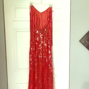 Red sequin dress.